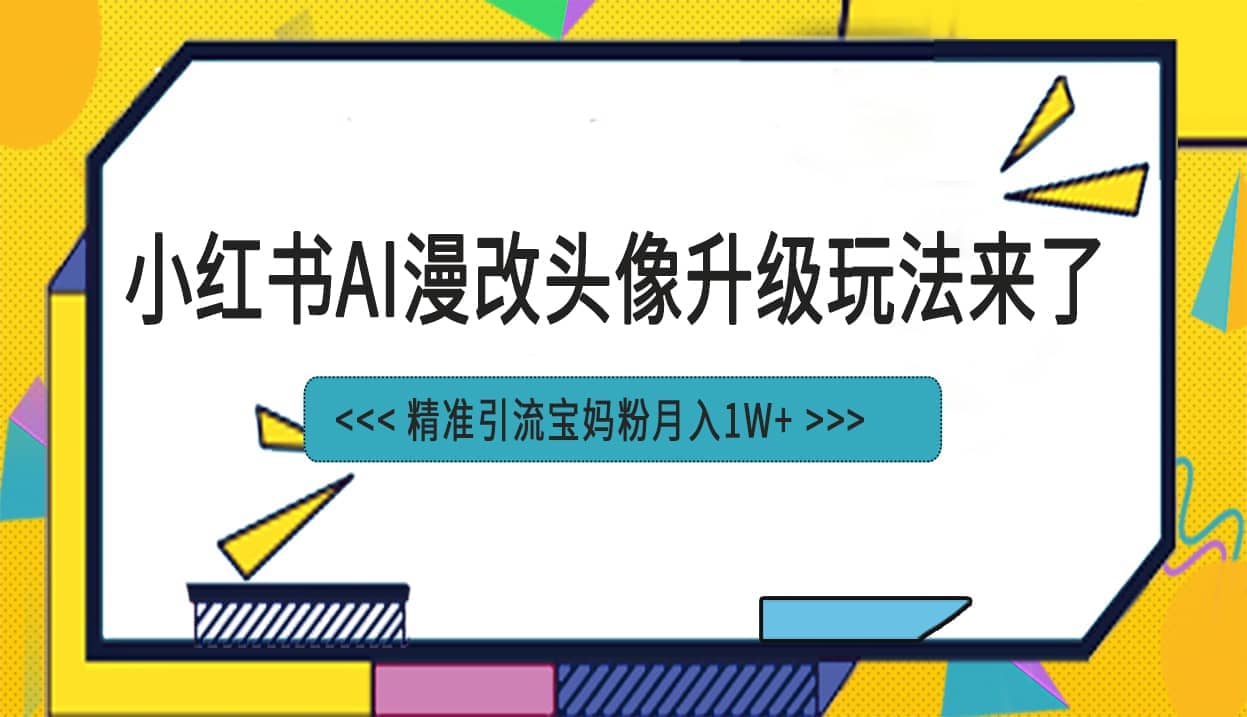 图片[1]-小红书最新AI漫改头像项目，精准引流宝妈粉，月入1w+-网创特工