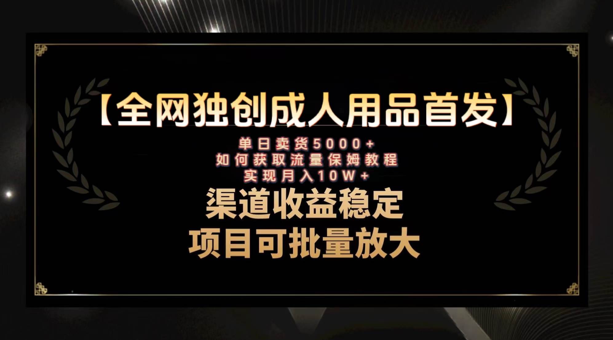 图片[1]-最新全网独创首发，成人用品赛道引流获客，月入10w保姆级教程-网创特工