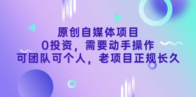 图片[1]-原创自媒体项目，0投资，需要动手操作，可团队可个人，老项目正规长久-网创特工