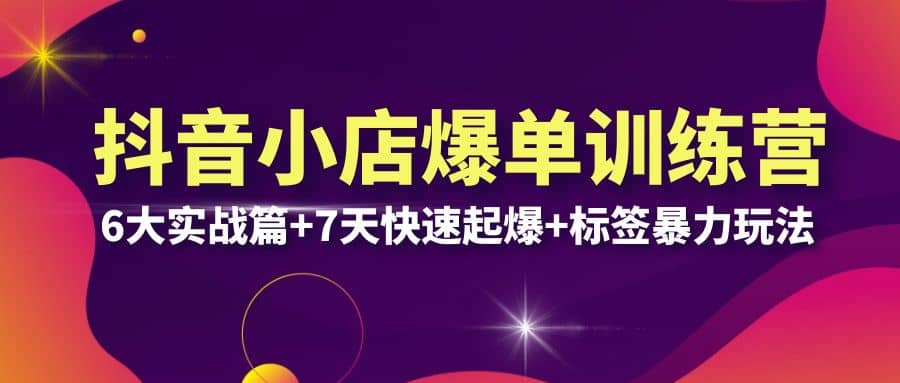 图片[1]-抖音小店爆单训练营VIP线下课：6大实战篇+7天快速起爆+标签暴力玩法(32节)-网创特工