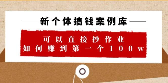 图片[1]-新个体 搞钱案例 库，可以直接抄作业 如何赚到第一个100w（29节视频+文档）-网创特工