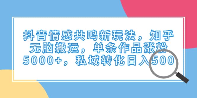 图片[1]-抖音情感共鸣新玩法，知乎无脑搬运，单条作品涨粉5000+，私域转化日入500-网创特工