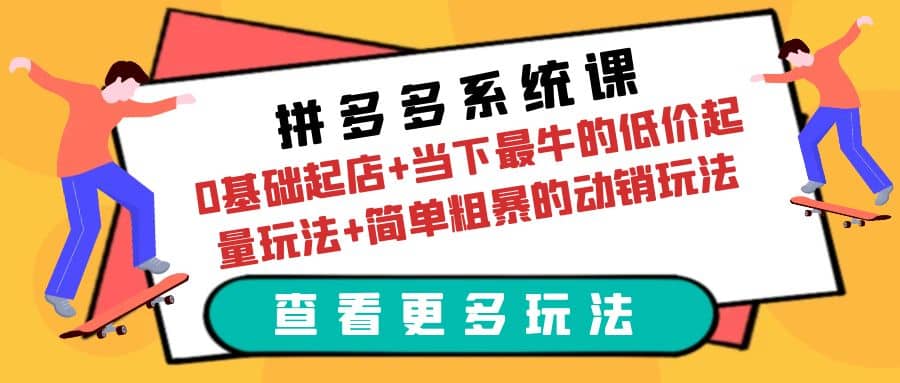 图片[1]-拼多多系统课：0基础起店+当下最牛的低价起量玩法+简单粗暴的动销玩法-网创特工