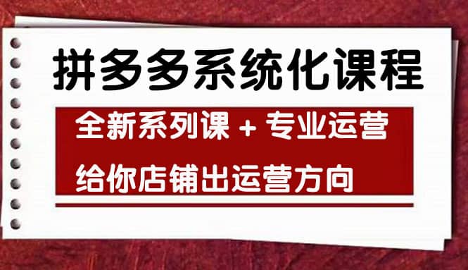 图片[1]-车神陪跑，拼多多系统化课程，全新系列课+专业运营给你店铺出运营方向-网创特工