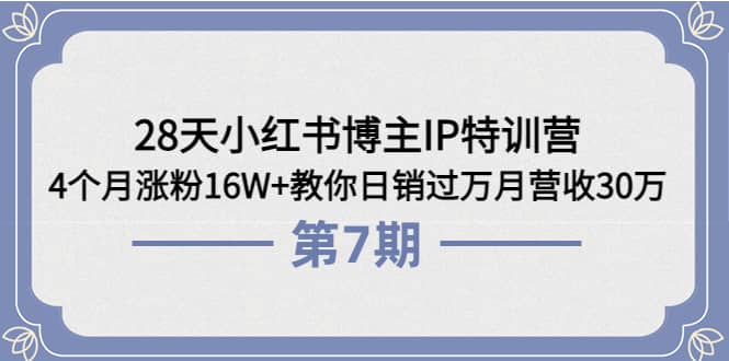 图片[1]-28天小红书博主IP特训营《第6+7期》4个月涨粉16W+教你日销过万月营收30万-网创特工