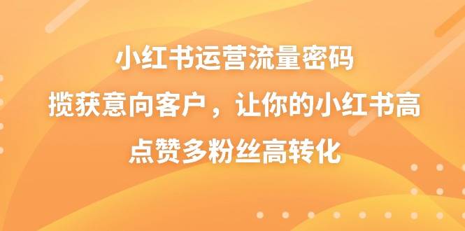 图片[1]-小红书运营流量密码，揽获意向客户，让你的小红书高点赞多粉丝高转化-网创特工