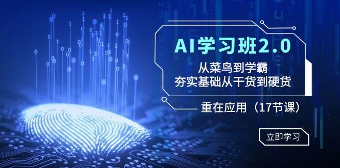 （8963期）AI学习班2.0⭐AI学习班2.0：从菜鸟到学霸，夯实基础从干货到硬货，重在应用（17节课）