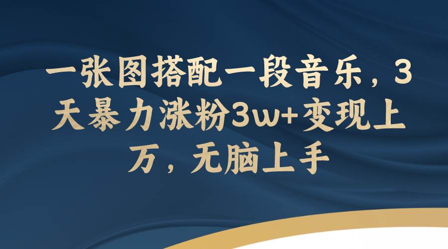 图片[1]-一张图搭配一段音乐，3天暴力涨粉3w+变现上万，无脑上手-网创特工