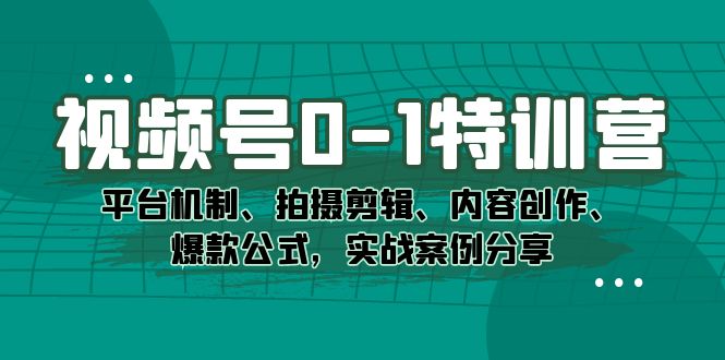 图片[1]-视频号0-1特训营：平台机制、拍摄剪辑、内容创作、爆款公式，实战案例分享-网创特工