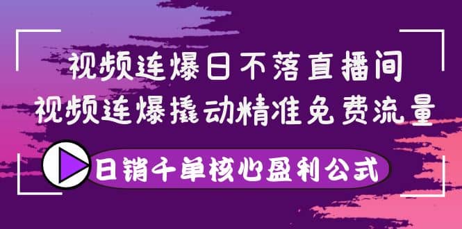 图片[1]-视频连爆日不落直播间，视频连爆撬动精准免费流量，日销千单核心盈利公式-网创特工