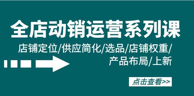 （9845期）全店动销运营系列课⭐全店·动销运营系列课：店铺定位/供应简化/选品/店铺权重/产品布局/上新