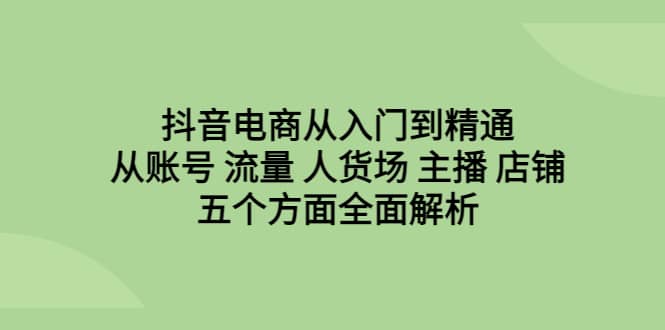 图片[1]-抖音电商从入门到精通，从账号 流量 人货场 主播 店铺五个方面全面解析-网创特工