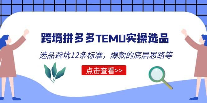 图片[1]-跨境拼多多TEMU实操选品运营方法，选品避坑12条标准，爆款的底层思路等-网创特工