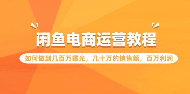 图片[1]-闲鱼电商运营教程：如何做到几百万曝光，几十万的销售额，百万利润-网创特工