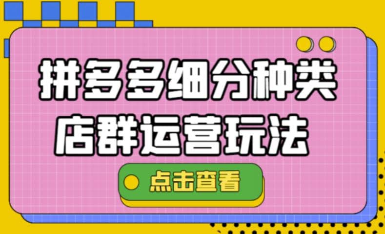 图片[1]-拼多多细分种类店群运营玩法3.0，11月最新玩法，小白也可以操作-网创特工