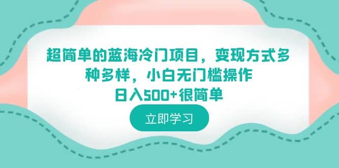 图片[1]-超简单的蓝海冷门项目，变现方式多种多样，小白无门槛操作日入500+很简单-网创特工