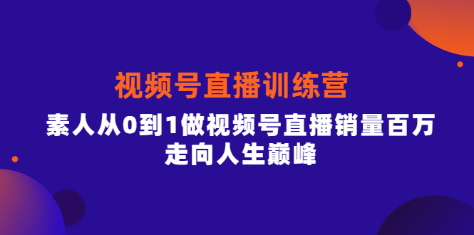 图片[1]-视频号直播训练营，素人从0到1做视频号直播销量百万，走向人生巅峰-网创特工