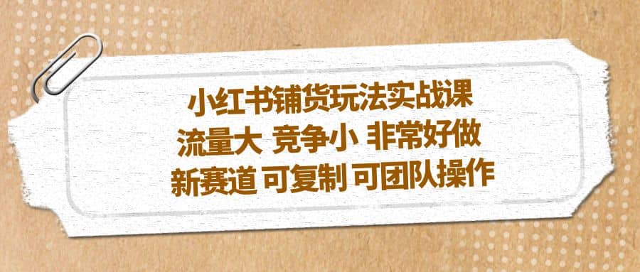 图片[1]-小红书铺货玩法实战课，流量大 竞争小 非常好做 新赛道 可复制 可团队操作-网创特工