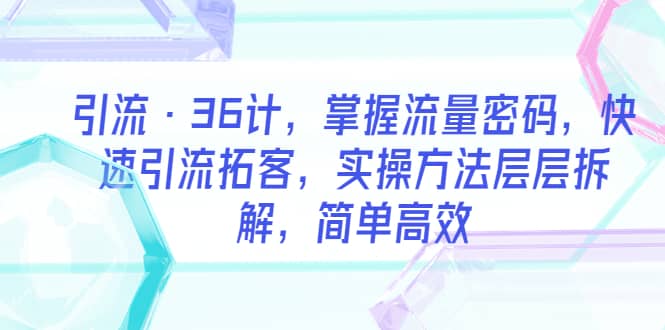 图片[1]-引流·36计，掌握流量密码，快速引流拓客，实操方法层层拆解，简单高效-网创特工