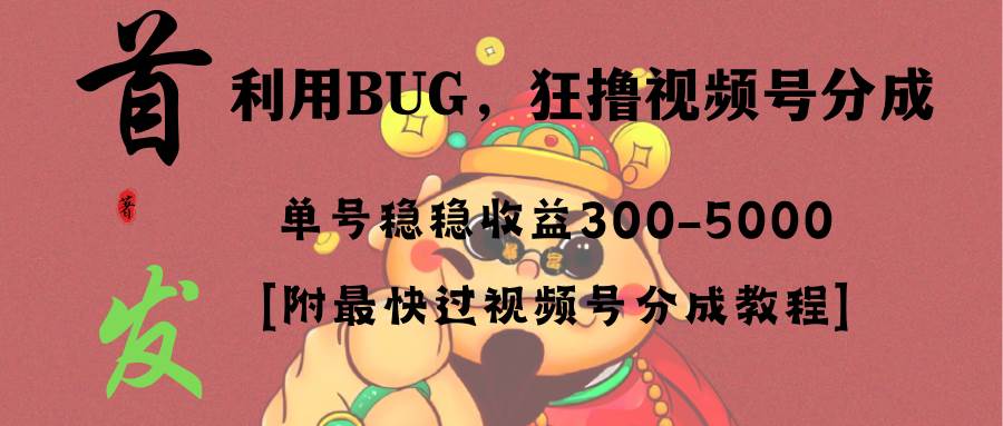 图片[1]-全网独家首发，视频号BUG，超短期项目，单号每日净收益300-5000！-网创特工