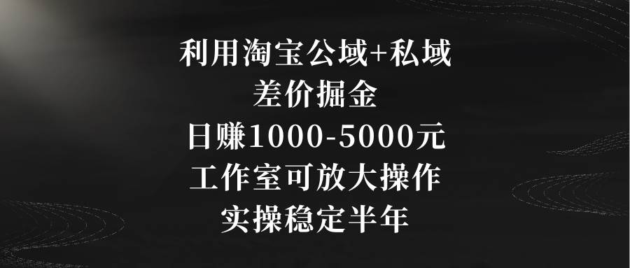 利用淘宝公域+私域差价掘金，日赚1000-5000元，工作室可放大操作，实操稳定半年⭐利用淘宝公域+私域差价掘金，日赚1000-5000元，工作室可放大操作，实操...