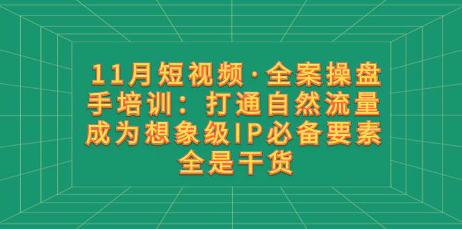 图片[1]-11月短视频·全案操盘手培训：打通自然流量 成为想象级IP必备要素 全是干货-网创特工