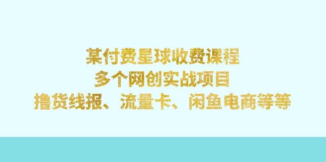 （7199期）网创训练营专栏内容⭐某付费星球课程：多个网创实战项目，撸货线报、流量卡、闲鱼电商等等