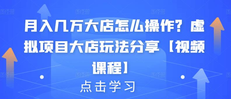 图片[1]-月入几万大店怎么操作？虚拟项目大店玩法分享【视频课程】-网创特工