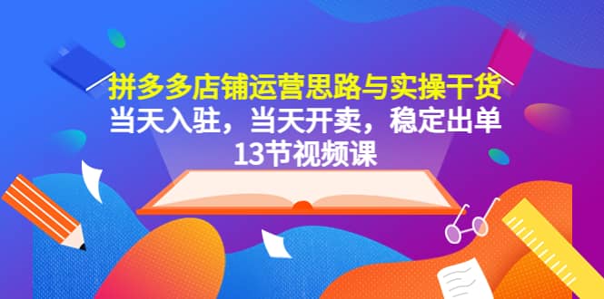 图片[1]-拼多多店铺运营思路与实操干货，当天入驻，当天开卖，稳定出单（13节课）-网创特工