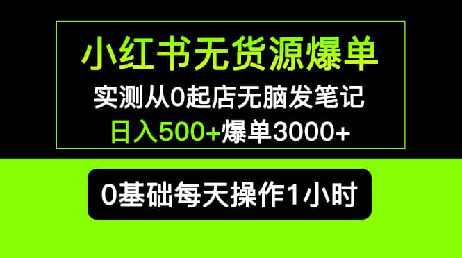 图片[1]-小红书无货源爆单 实测从0起店无脑发笔记爆单3000+长期项目可多店-网创特工