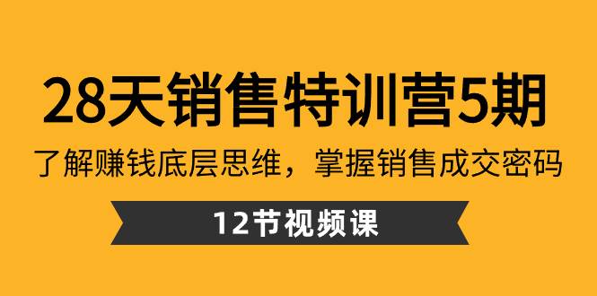 （8659期）28天销售训练营五期S⭐28天·销售特训营5期：了解赚钱底层思维，掌握销售成交密码（12节课）