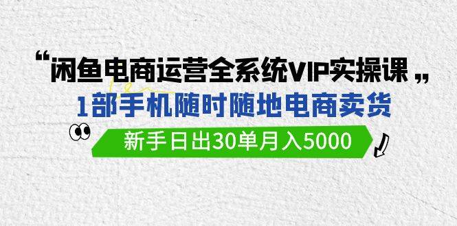 图片[1]-闲鱼电商运营全系统VIP实战课，1部手机随时随地卖货，新手日出30单月入5000-网创特工