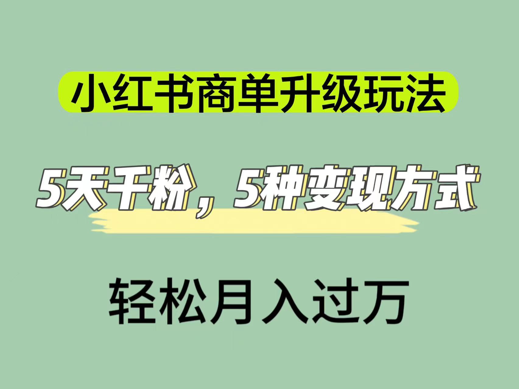 图片[1]-小红书商单升级玩法，5天千粉，5种变现渠道，轻松月入1万+-网创特工