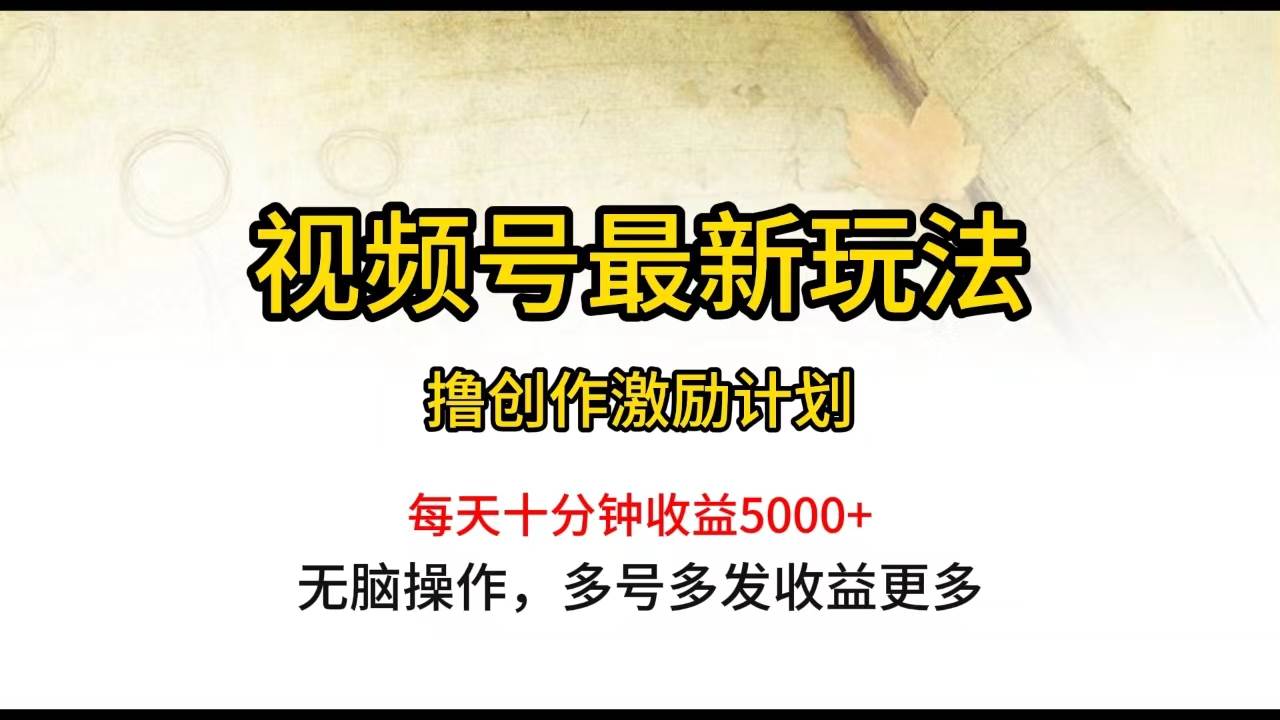 图片[1]-视频号最新玩法，每日一小时月入5000+-网创特工