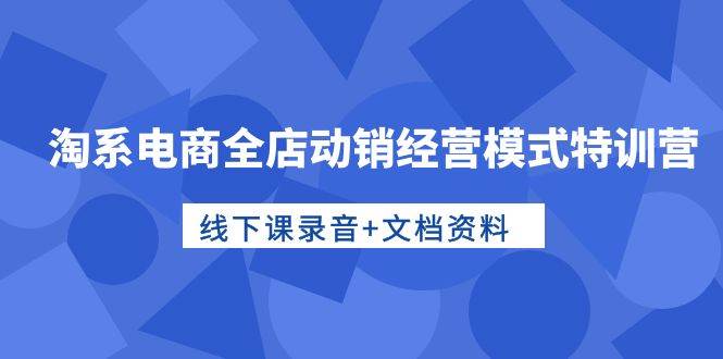 图片[1]-淘系电商全店动销经营模式特训营，线下课录音+文档资料-网创特工