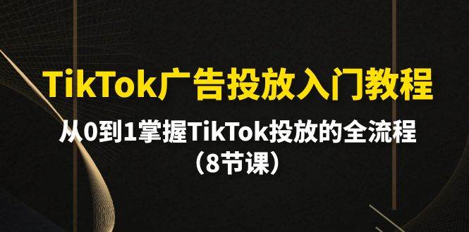 （10085期）TikTok广告投放入门教程⭐TikTok广告投放入门教程，从0到1掌握TikTok投放的全流程（8节课）