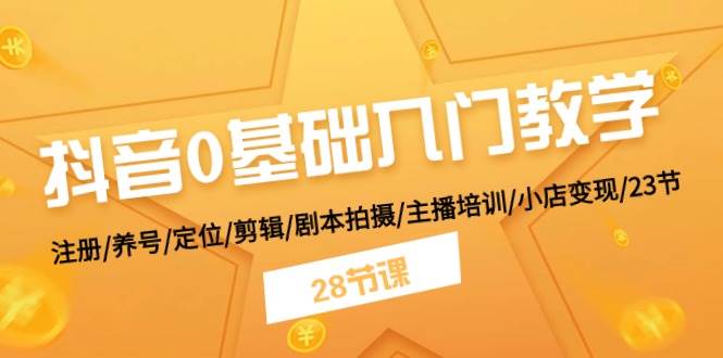 抖音0基础入门教学 注册/养号/定位/剪辑/剧本拍摄/主播培训/小店变现/28节-网创特工