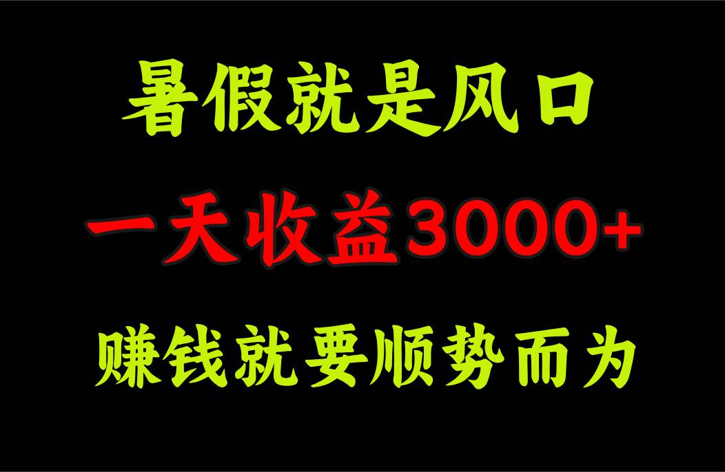 一天收益3000+ 赚钱就是顺势而为，暑假就是风口-网创特工