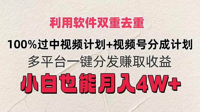 利用软件双重去重，100%过中视频+视频号分成计划小白也可以月入4W+-网创特工