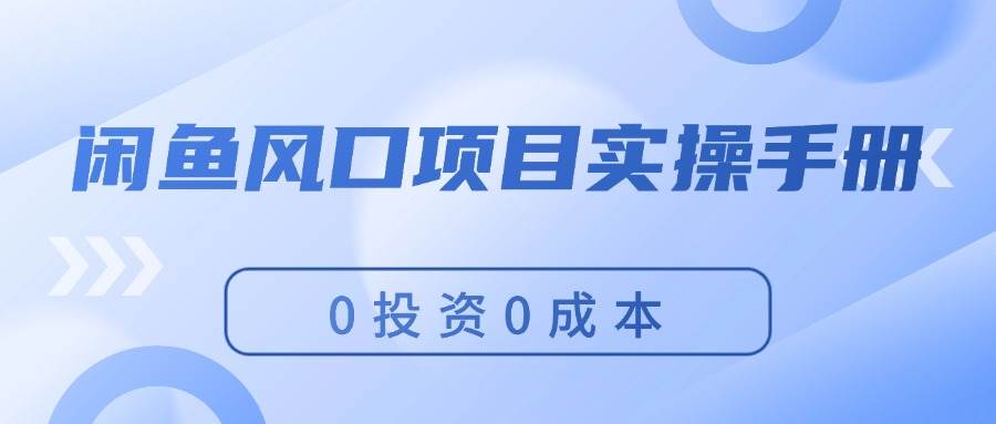 闲鱼风口项目实操手册，0投资0成本，让你做到，月入过万，新手可做-网创特工