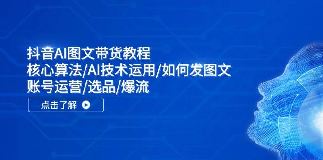 抖音AI图文带货教程：核心算法/AI技术运用/如何发图文/账号运营/选品/爆流-网创特工