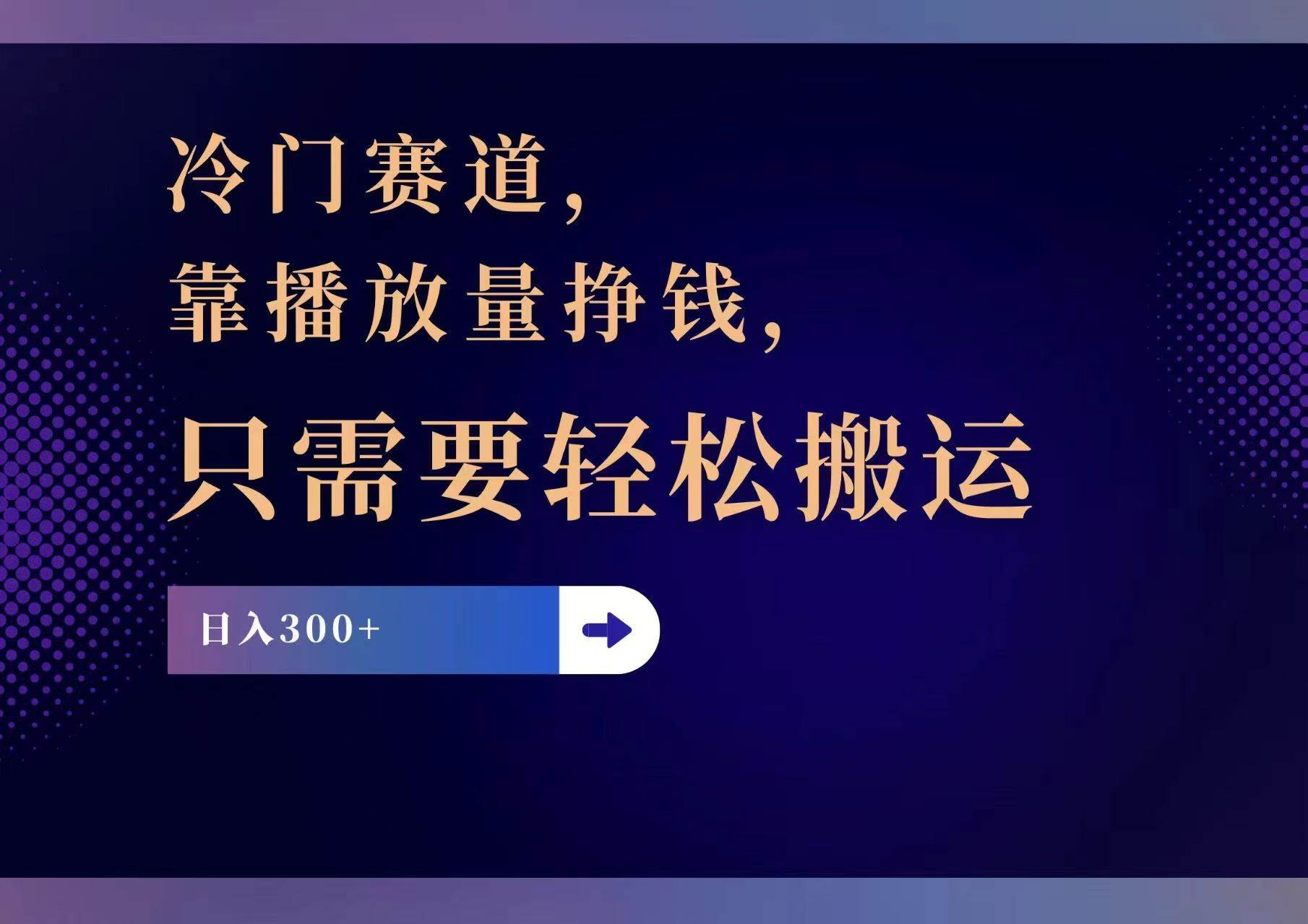 冷门赛道，靠播放量挣钱，只需要轻松搬运，日赚300+-网创特工