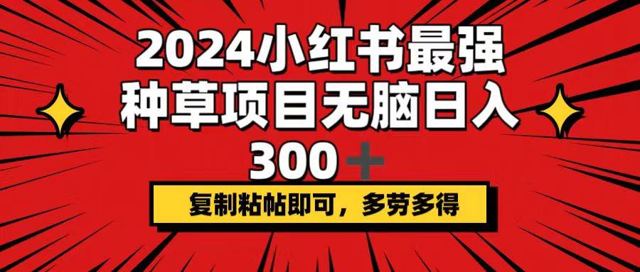 2024小红书最强种草项目，无脑日入300+，复制粘帖即可，多劳多得-网创特工