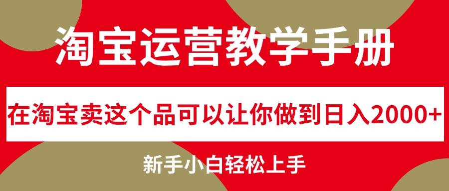 淘宝运营教学手册，在淘宝卖这个品可以让你做到日入2000+，新手小白轻…-网创特工