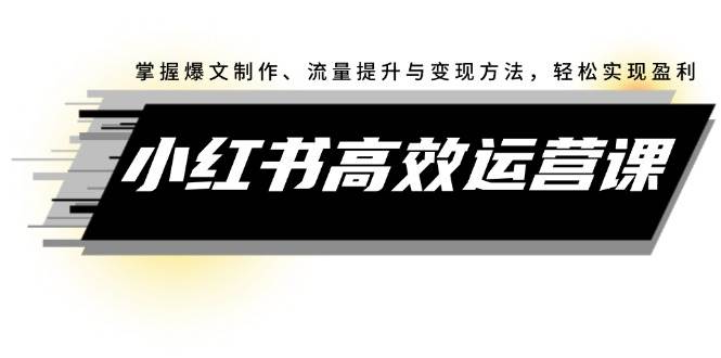 小红书高效运营课：掌握爆文制作、流量提升与变现方法，轻松实现盈利-网创特工