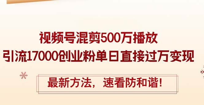 精华帖视频号混剪500万播放引流17000创业粉，单日直接过万变现，最新方…-网创特工