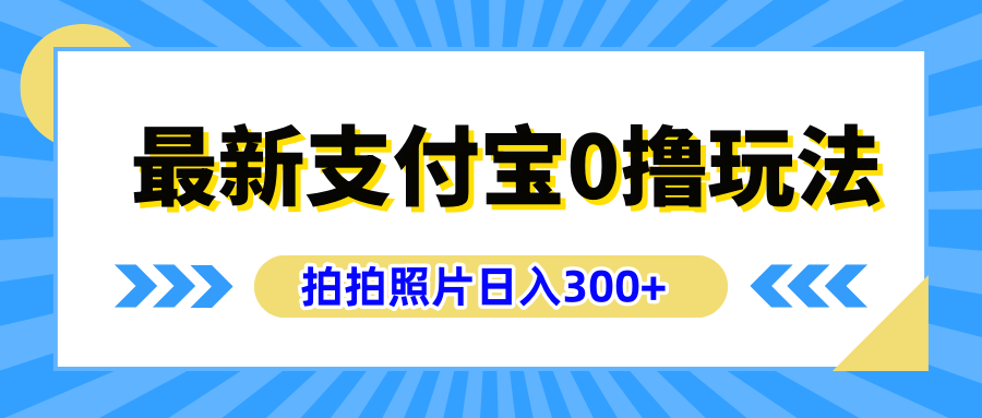 最新支付宝0撸玩法，拍照轻松赚收益，日入300+有手机就能做-网创特工