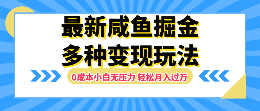 最新咸鱼掘金玩法，更新玩法，0成本小白无压力，多种变现轻松月入过万-网创特工