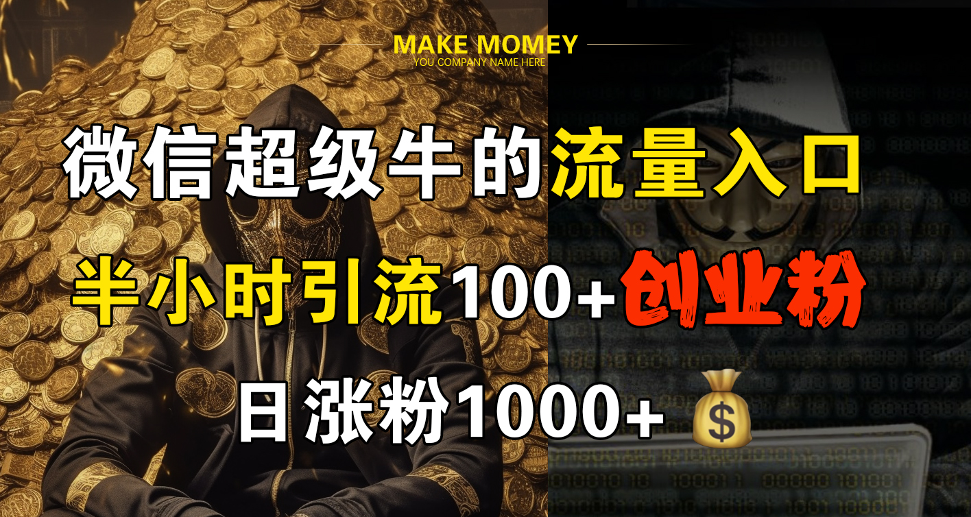 微信超级牛的流量入口，半小时引流100+创业粉，日涨粉1000+-网创特工