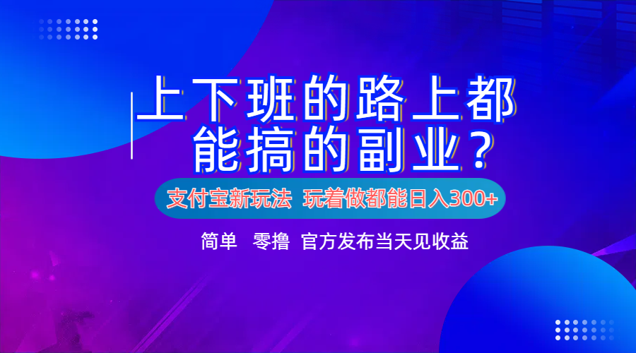 支付宝新项目！上下班的路上都能搞米的副业！简单日入300+-网创特工